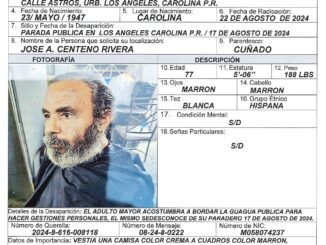 Reportan septuagenario desaparecido en Carolina